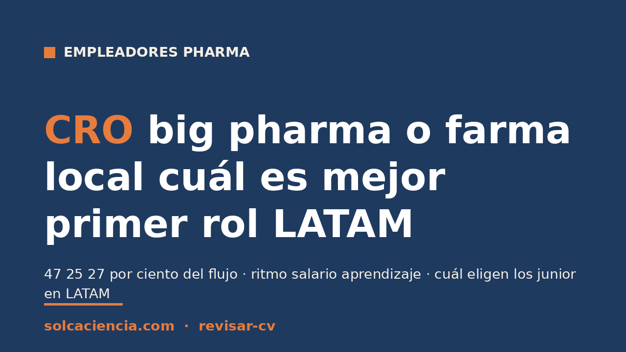 CRO, big pharma o farma local: cuál es mejor primer rol LATAM