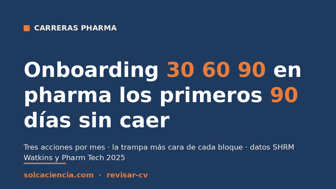 Onboarding 30/60/90 en pharma: los primeros 90 días, sin caer
