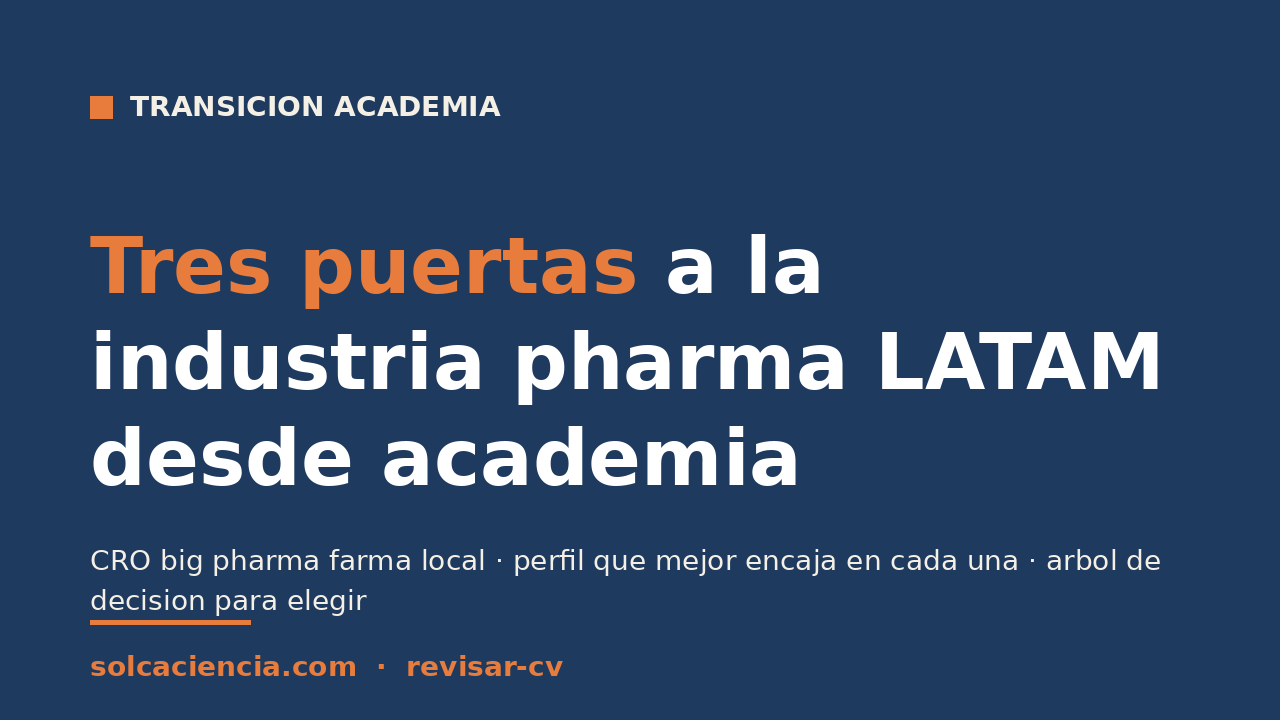 Tres puertas a la industria pharma LATAM desde academia